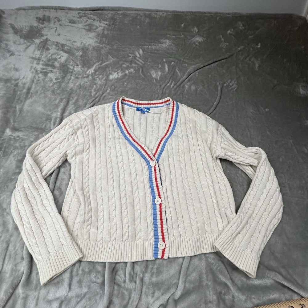 Prince Pickleball X Target Cable Knit Cardigan Sweater Ivory XLarge